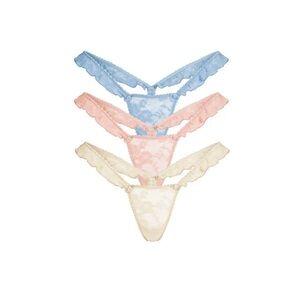 SKIMS Lace Thong Trio in Soft Hues